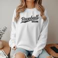 Baseball Mom 1970s Retro Cursive Font Women Crewneck Sweatshirt