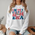 In My Baseball Mom Era Smile Face Retro Women Crewneck Sweatshirt
