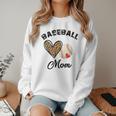 Baseball Mom Leopard Heart Baseball Player Kids Women Crewneck Sweatshirt