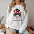 Baseball Mom Leopard Messy Bun Game Day Women Crewneck Sweatshirt