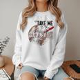 Baseball Moms Cute Take Me To The Ballpark Sports Athletic Women Crewneck Sweatshirt