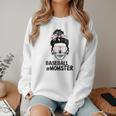 Baseball Momster Messy Bun Skull Mom For Women Halloween Women Crewneck Sweatshirt Baseball Momster Messy Bun Skull Mom For Women Halloween Women Crewneck Sweatshirt
