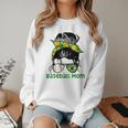 Brazil Baseball Mom Messy Bun Women Crewneck Sweatshirt