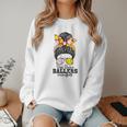 Busy Raising Ballers Softball Messy Bun Baseball Mom Women Crewneck Sweatshirt