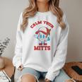 Calm Your Mitts Baseball Mom Mother's Day Softball Mom Premium Women Crewneck Sweatshirt Calm Your Mitts Baseball Mom Mother's Day Softball Mom Premium Women Crewneck Sweatshirt