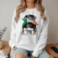 Ireland Baseball Mom Messy Bun Irish Baseball Girl Women Crewneck Sweatshirt
