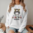 Loud And Proud Baseball Mom Messy Bun Leopard Baseball Mom Women Crewneck Sweatshirt