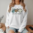 Peace Love Baseball Lover Motif For Women Pink Baseball Mom Women Crewneck Sweatshirt Peace Love Baseball Lover Motif For Women Pink Baseball Mom Women Crewneck Sweatshirt