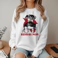 Peru Baseball Mom Messy Bun Women Crewneck Sweatshirt Peru Baseball Mom Messy Bun Women Crewneck Sweatshirt