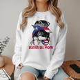Puerto Rico Baseball Mom Messy Bun Boricua Women Crewneck Sweatshirt Puerto Rico Baseball Mom Messy Bun Boricua Women Crewneck Sweatshirt
