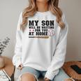 My Son Will Be Waiting For You At Home Baseball Mom Women Crewneck Sweatshirt My Son Will Be Waiting For You At Home Baseball Mom Women Crewneck Sweatshirt