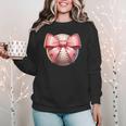 Baseball Mom Coquette Pink Bow Baseball Mom Women Crewneck Sweatshirt