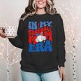 In My Baseball Mom Era Groovy Baseball Mother's Day US Flag Women Crewneck Sweatshirt In My Baseball Mom Era Groovy Baseball Mother's Day US Flag Women Crewneck Sweatshirt