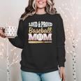 Baseball Mom Leopard Print Loud And Proud With Ball & Bat Women Crewneck Sweatshirt
