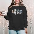 Baseball Mom Love My Boy Retro Casual Letter Print Women Crewneck Sweatshirt