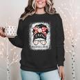 Baseball Mom Messy Bun Hair Player Mom Women Crewneck Sweatshirt Baseball Mom Messy Bun Hair Player Mom Women Crewneck Sweatshirt