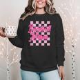 Baseball Mom And Pink Grid Sports Mother Mama Player Women Crewneck Sweatshirt Baseball Mom And Pink Grid Sports Mother Mama Player Women Crewneck Sweatshirt