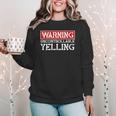 Baseball Mom Warning Uncontrollable Yelling Funny Sign Women Crewneck Sweatshirt