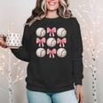 Baseballs And Bows Coquette Baseball Mom Baseball Coach Girl Women Crewneck Sweatshirt Baseballs And Bows Coquette Baseball Mom Baseball Coach Girl Women Crewneck Sweatshirt