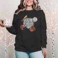 My Boy Might Not Always Swing Baseball Mom Women Crewneck Sweatshirt