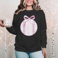 Coquette Baseball Mom Pink Bow Baseball Mama Women Crewneck Sweatshirt Coquette Baseball Mom Pink Bow Baseball Mama Women Crewneck Sweatshirt