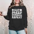Eat Sleep Baseball Repeat Baseball Lover Baseball Mom Girls Women Crewneck Sweatshirt