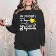 My Favorite Player Calls Me Stepmom Softball Baseball Mom Women Crewneck Sweatshirt My Favorite Player Calls Me Stepmom Softball Baseball Mom Women Crewneck Sweatshirt