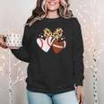Football Baseball Heart Football Baseball Mom Women Crewneck Sweatshirt