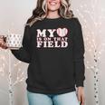 My Heart Is On That Court Baseball Mom Women Crewneck Sweatshirt