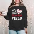 My Heart Is On That Field Baseball Player Baseball Mom Women Crewneck Sweatshirt