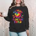 My Heart Is On That Field Cute Baseball Mom Women Women Crewneck Sweatshirt