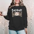Leopard Baseball Mom Baseball Mama Retro Cute Mother's Day Women Crewneck Sweatshirt