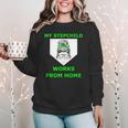 Messy Bun Baseball Mom My Stepchild Works From Home Women Crewneck Sweatshirt