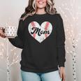 Mother's Day Distressed Heart Baseball Mom Mama Sport Fan Women Crewneck Sweatshirt