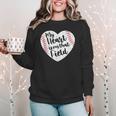 Retro My Heart Is On That Field Baseball Mom Mother's Day Women Crewneck Sweatshirt Retro My Heart Is On That Field Baseball Mom Mother's Day Women Crewneck Sweatshirt
