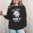 Rub Some Dirt On It Cute Girls Retro Baseball Mom Softball Women Crewneck Sweatshirt
