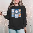 Stamps Coquette Bow Baseball Kids Youth Girls Baseball Mom Women Crewneck Sweatshirt Stamps Coquette Bow Baseball Kids Youth Girls Baseball Mom Women Crewneck Sweatshirt
