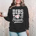 Womens Dibs On The Coach Coach's Wife Quote Baseball Mom Women Crewneck Sweatshirt Womens Dibs On The Coach Coach's Wife Quote Baseball Mom Women Crewneck Sweatshirt