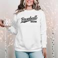 Baseball Mom 1970s Retro Cursive Font Women Crewneck Sweatshirt