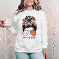 Baseball Mom Basketball Mom Of Both Messy Bun Mother's Day Women Crewneck Sweatshirt