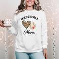 Baseball Mom Leopard Heart Baseball Player Kids Women Crewneck Sweatshirt