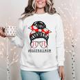 Baseball Mom Leopard Messy Bun Game Day Women Crewneck Sweatshirt