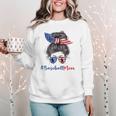 Baseball Mom USA American Flag 4th Of July Women Crewneck Sweatshirt