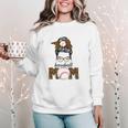 Baseball Mom Women Messy Bun Leopard Mother's Day Women Crewneck Sweatshirt Baseball Mom Women Messy Bun Leopard Mother's Day Women Crewneck Sweatshirt