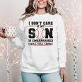 I Don't Care If My Son Is Embarrassed Baseball Mom Women Crewneck Sweatshirt