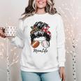 Football Mom Baseball Mom Life Messy Bun Mom Of Both Women Crewneck Sweatshirt