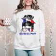 French Baseball Mom France Messy Bun Women Crewneck Sweatshirt
