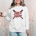 Hits 'n Giggles Baseball Player Women Baseball Mom Mother Women Crewneck Sweatshirt Hits 'n Giggles Baseball Player Women Baseball Mom Mother Women Crewneck Sweatshirt