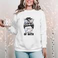 Mom Of Both Volleyball And Baseball Mom For Women Messy Bun Women Crewneck Sweatshirt Mom Of Both Volleyball And Baseball Mom For Women Messy Bun Women Crewneck Sweatshirt