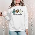 Peace Love Baseball Lover Motif For Women Pink Baseball Mom Women Crewneck Sweatshirt Peace Love Baseball Lover Motif For Women Pink Baseball Mom Women Crewneck Sweatshirt